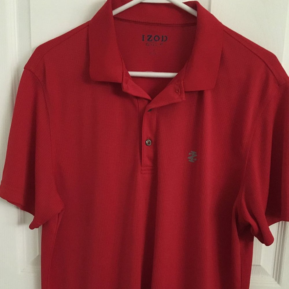 IZOD Mens golf short sleeve solid red shirt